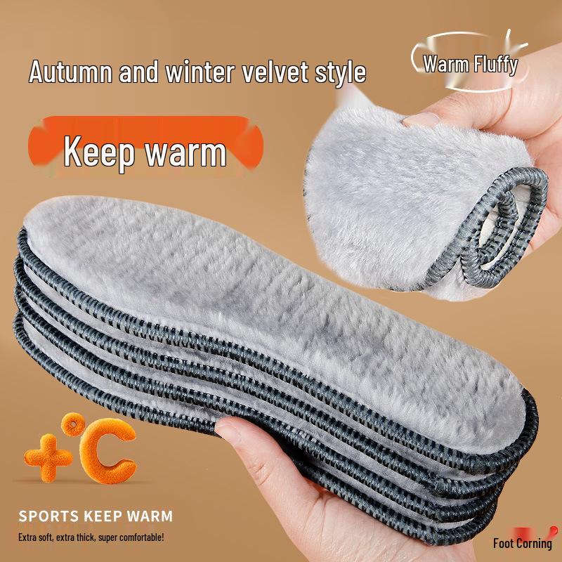 Fleece-Lined Winter Insoles: Thick, Warm, Soft, Sweat-Absorbent, and Deodorizing Faux Rabbit Fur Insoles
