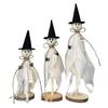 3Pcs Ghost Ornaments Wooden Halloween Decorations Adorable Shape Fabric Ghost Figures Table Decor Party Supplies