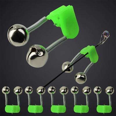 5 stuks/lot Visbeetmelders Vishengel Bel Hengelklem Topclip Bellen Rinkelend Groen ABS Visaccessoire Buiten Metaal
