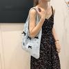 Aesthetic Knitted Bag Women Hollow Out Crochet Bow Handbag Large Capacity Handmade Tote Bag Summer Beach Woven Shoulder Bag