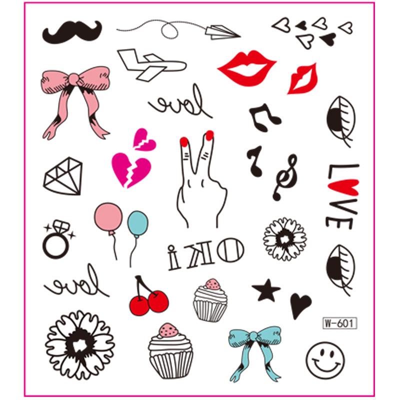 Campus Students Male And Female Tattoo Stickers Waterproof Tattoo Stickers Cartoon Butterfly Text Tattoos