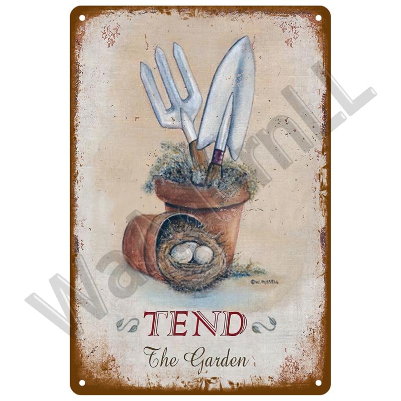 Retro Tin Sign For Cafe Garden Decorations Vintage Metal Sign Home Wall Art Mural Plaque Plate Room Decor Farm Painting Gift