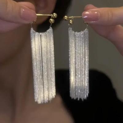 Trend Unique Design Long Tassel Earrings Light Luxury Metal Chain Tassel Hanging Earring Female Fashion Jewelry Party Gift