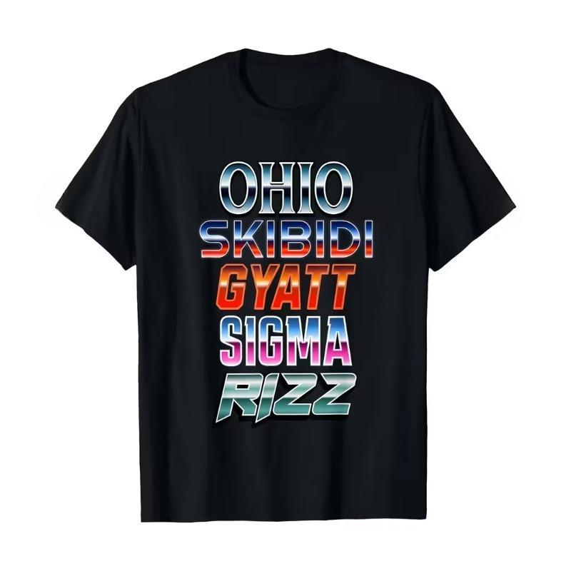 T-shirt Graphique Vintage Meme Ohio Skibidi Gyatt Sigma Rizz pour Hommes Femmes Streetwear Oversize