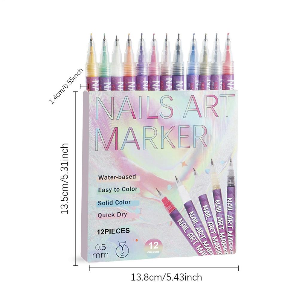 12 Colors NailArt Pens Set NailArt Markers PolishPen For 3D NailArt Drawing Painting Liner Brush For DIY NailArt