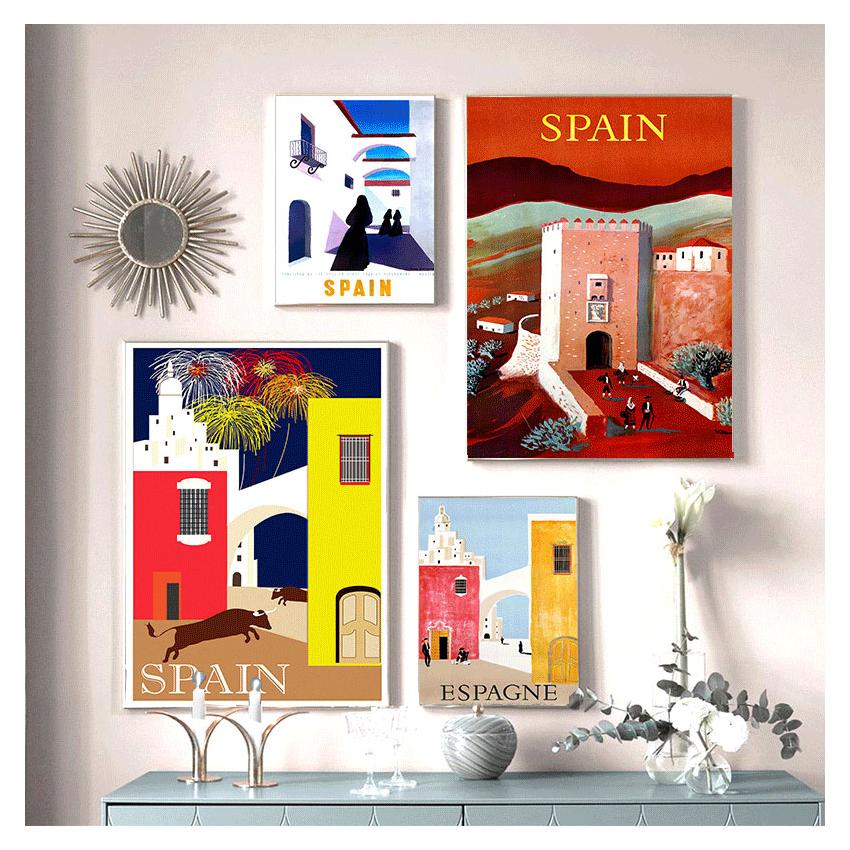 Canvas Painting Vintage Wall Kraft Posters Coated Stickers Home Decorative Pictures Gift Pop Art Travel To Spain Espagne