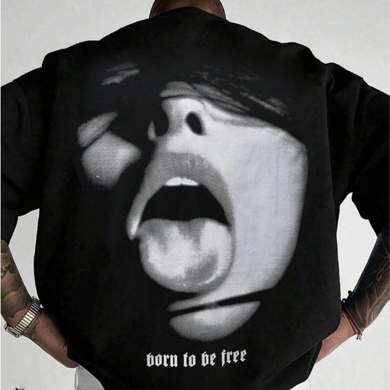 New Summer Men's Fashion T-shirt Sexy Lips Printed Men's T-shirt Top