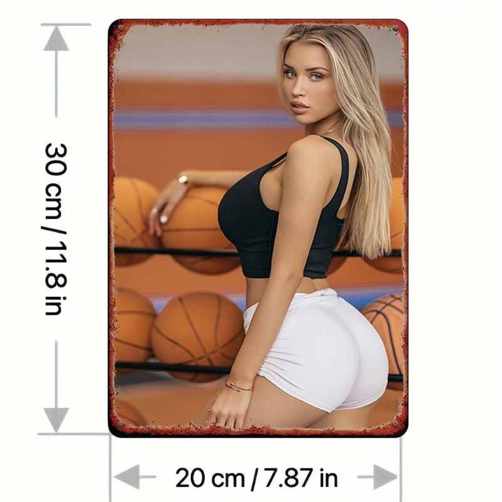 D Iron Basketball Wall Art Sports Decor for Garage Gym Garden Outdoor