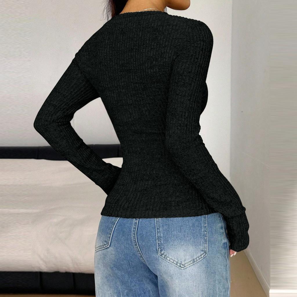 Dámský módní elegantní top s dlouhým rukávem pro dojíždění a volný čas