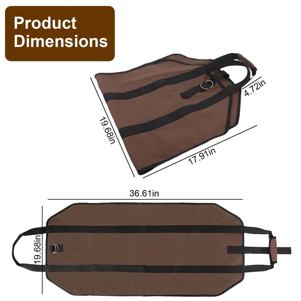 For Firewood Carrier Bag with Handle Durable Wear-Resistant Fireplace Logs Holder Side Opening Wood Storage Carrying Bag