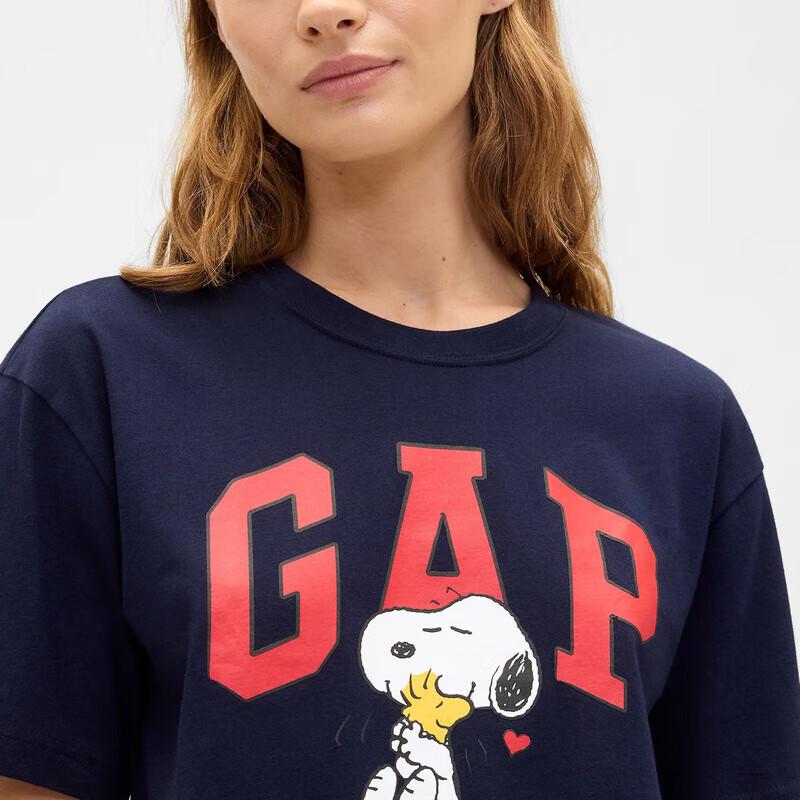 GAP Women's Logo Cartoon Print Short Sleeve T-Shirt