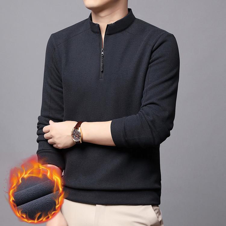 

Men s Winter Stand Collar Half Zip Hoodie - Plus Velvet, Warm Base Layer, Fashion Casual Medium-Large чирок синього кольору