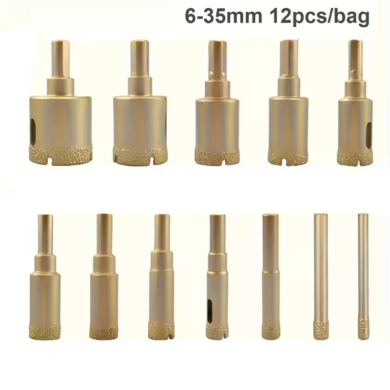 

12 Pcs Brazed Diamond Ceramic Brick Glass Hole Opener Emery Marble Multi-Function Drilling and Reaming Drill Bit