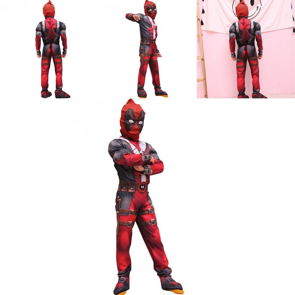 Deadpool Cosplay Costume For Boys Featuring Lifelike Muscle Design And Breathable Fabric