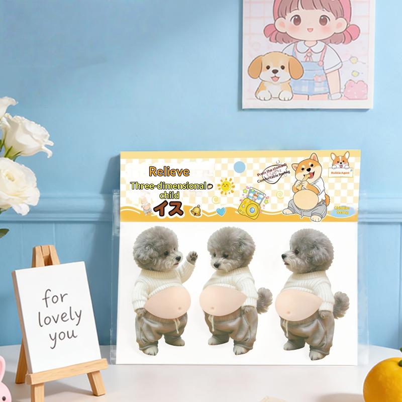 Kawaii 3D Dog Belly Squeezable Stickers Self-Adhesive Relieve Stress Stickers Mobile Phone Decoration Sticker Home Decor