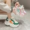 Women New Autumn Fashion Hidden Heels Sports Dad Shoes  Spring Platform  Leather Sneakers