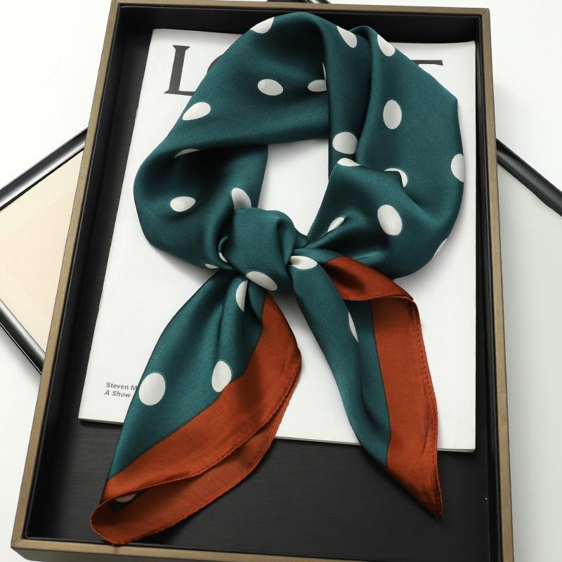Luxury Brand  Silk Square Scarf Women Cat Neck Hair Tie Band Beach Hijab Kerchief Head Headbands Bandana Female Foulard 70cm