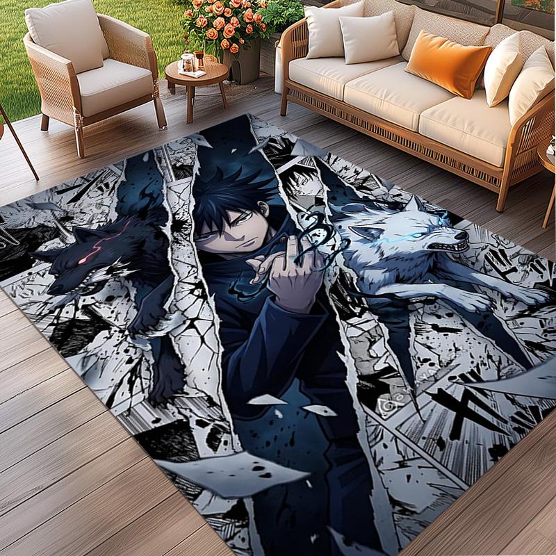 Jujutsu Kaisen Print Rug, Washable Floor Carpet, For Entryway Dorm Laundry Room Office Study, Home Decor Birthday Christmas Gift