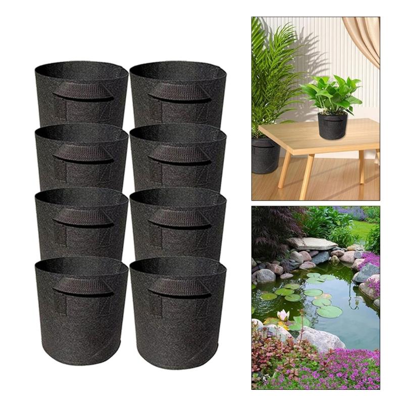Pack of 8 Nonwoven Fabric Grow Bags with Handle Multipurpose Planter for Aquatic Vegetables Flowers Reusable Foldable
