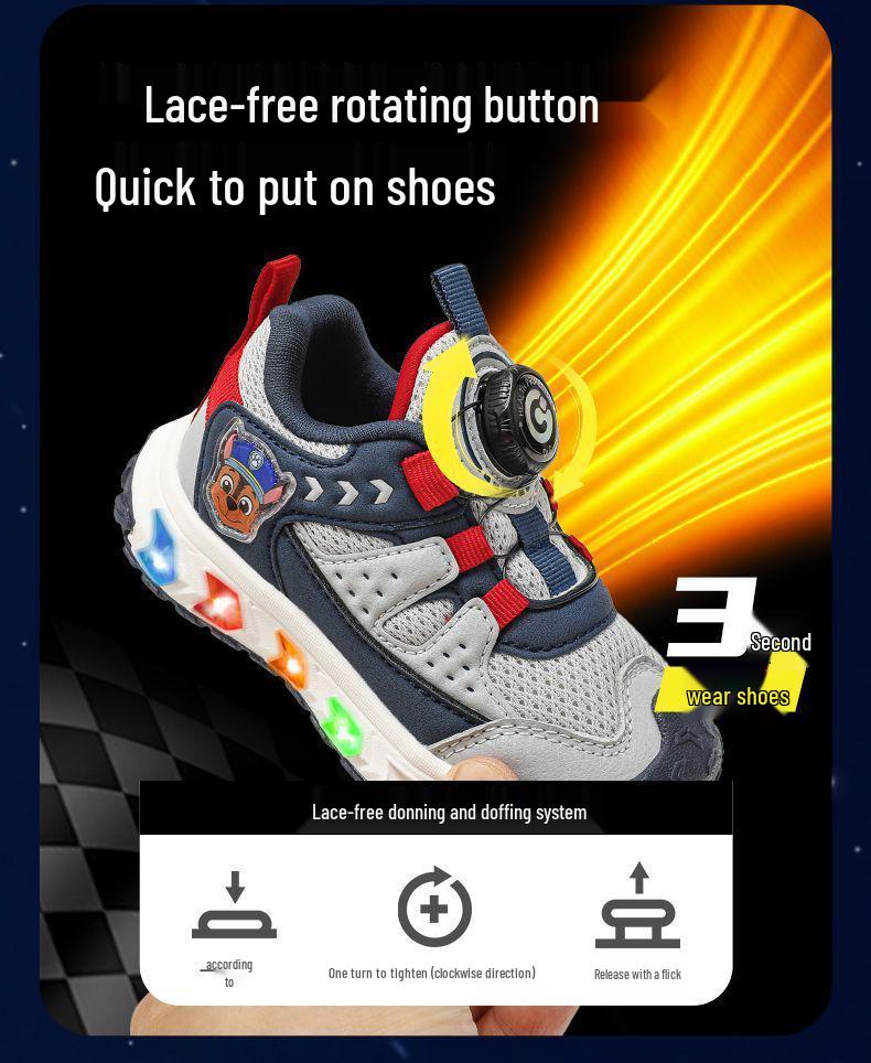 Paw Patrol Girls' Luminous Flashing Light Sneakers - Colorful and Comfortable Autumn Style Sports Shoes