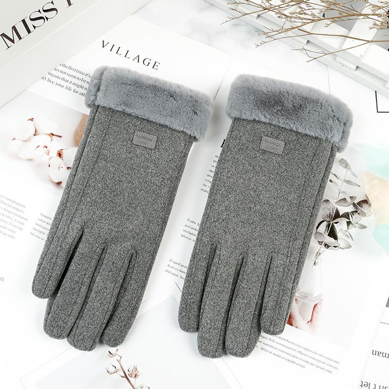 Cross-border German velvet touch screen autumn and winter women's gloves thickened to keep warm and velvet Korean version of fashion cycling windproof