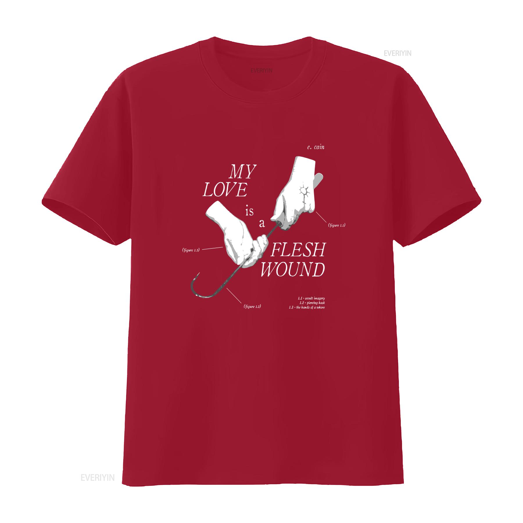 

2024 Ethel Cain My Love Is a Flesh Wound Black T Shirt Gothic Occult Imagery Hook Print Sizes S 5XL GO498 vintage Washed S