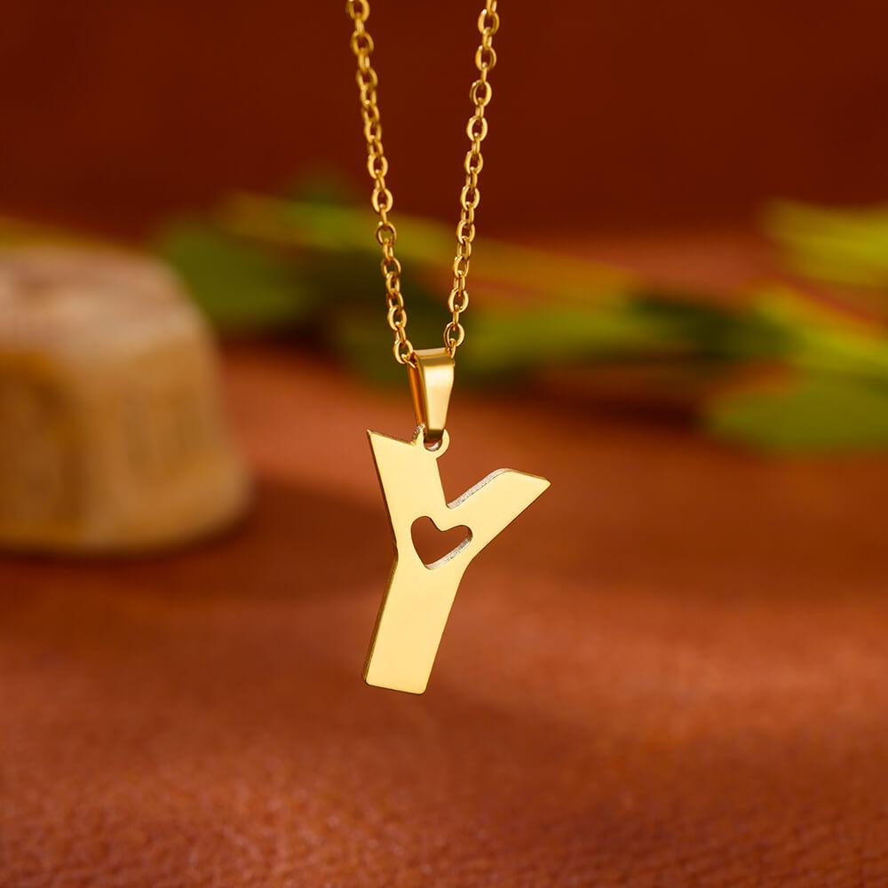 Stainless Steel Heart Initial Letter Necklace for Women Gold Plated Alphabet Pendant Necklaces Vintage Waterproof Jewelry Gifts