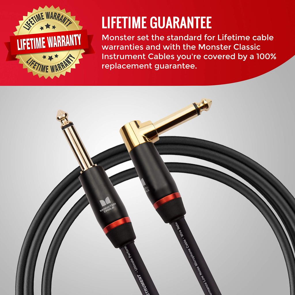 MONSTER CABLE BASS2-21A 21ft Straight XL Plug (M) for Bass Guitar, 600551