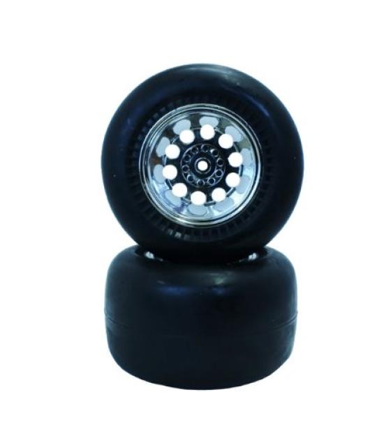 Racing Slick Tire & Silver Plated Wheel Set (CW01 RearPre-glued) NO-647M