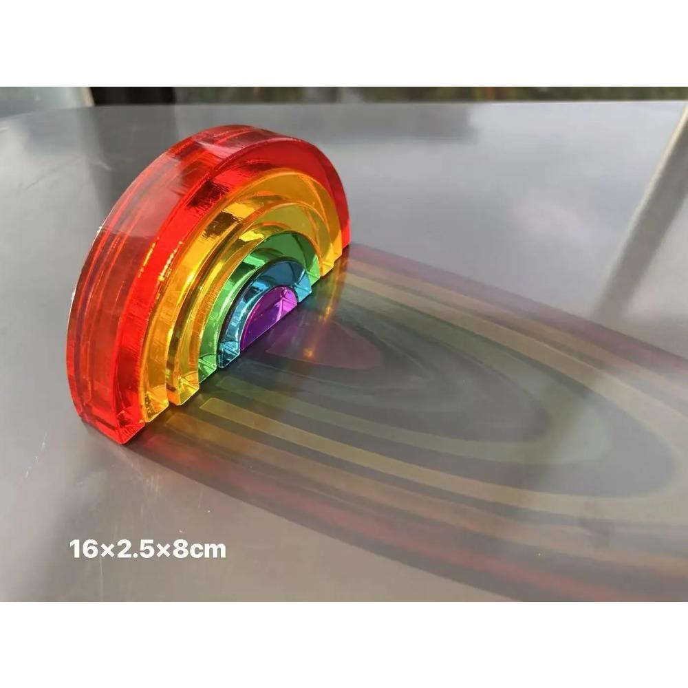 Nový design Montessori hračky prohlédnou duhové Lucite stohovací bloky Akryl Vysoce transparentní pro děti Open Play