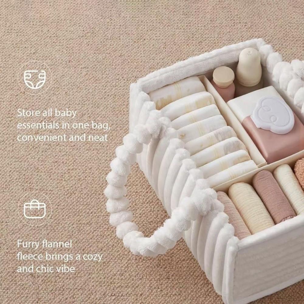 Cozy Material Flannel Diaper Organizer Multi-Pocket Portable Diaper Organizer Large Capacity Storage Bag Baby Essentials Storage