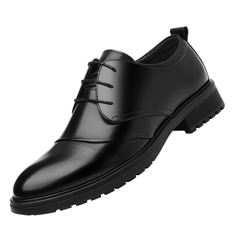 High-Quality Solid-Color Leather Oxford Formal Shoe Business Breathable Office Casual Shoes  Anti-Slip And Durable Walking Shoes