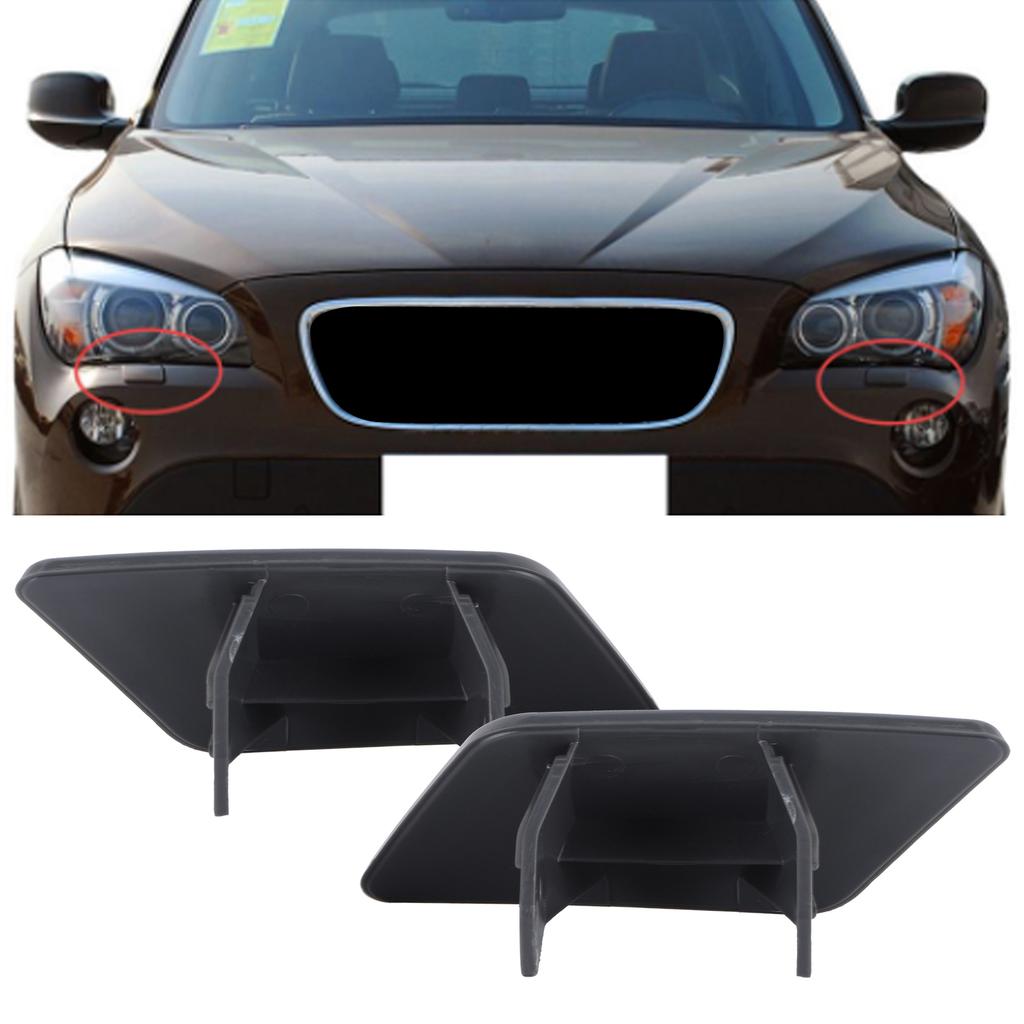 2pcs Bumper Headlight Washer Cover Lid Left Right 51112993585 51112993586 Fit for X1 E84 09‑12