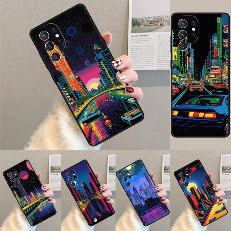 City Pop Art At Night Phone Case for Samsung Galaxy note 10 pro S26 Ultra S23 S24 FE S25 S21 S22 PLUS shockproof Cove