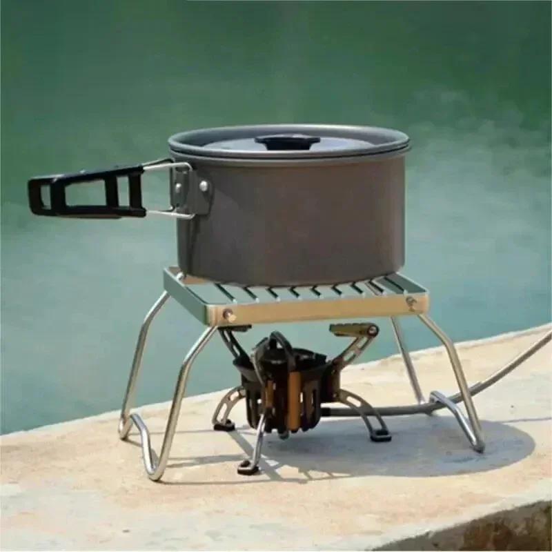 Outdoor Stainless Steel Stove Holder Camping Portable Folding Mini Barbecue Rack Pot Holder Baking Tray Holder