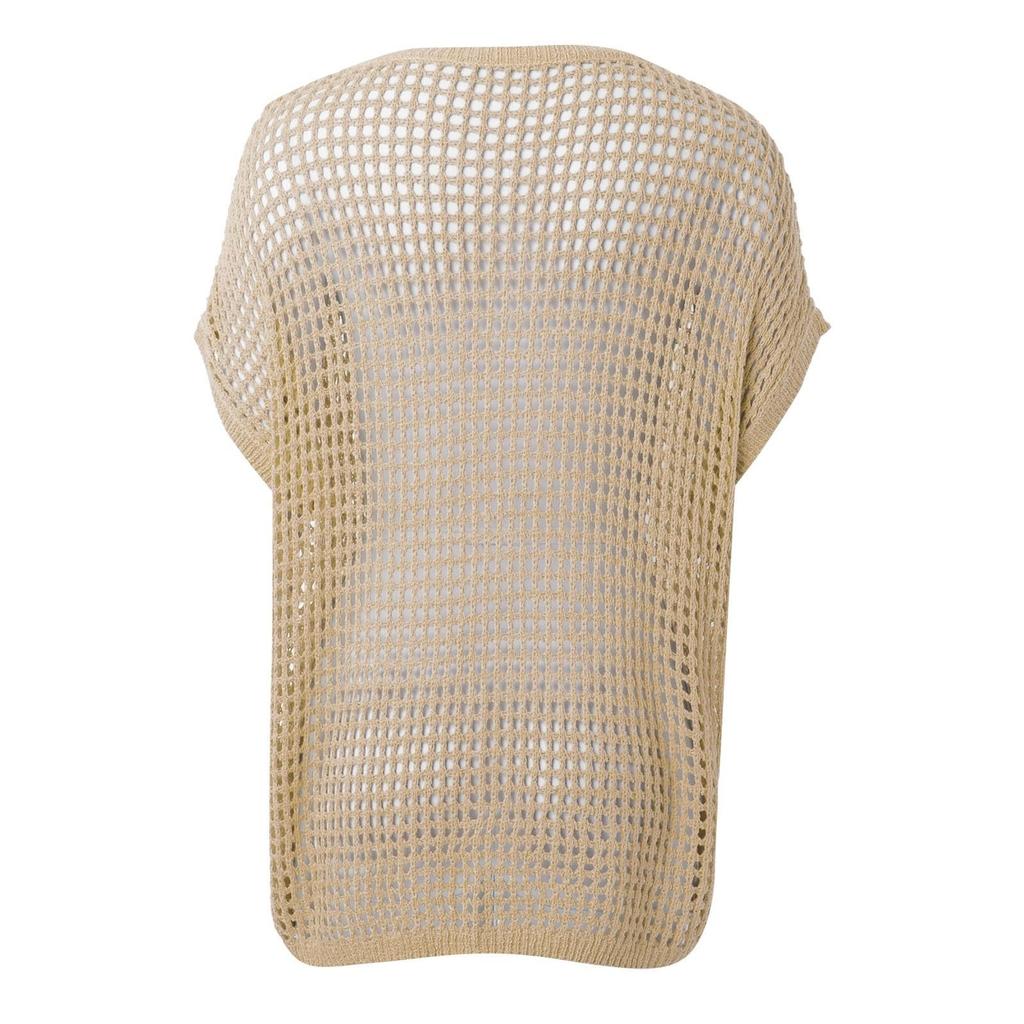 Women's Sexy Hollow Out Five Sleeve Beach Blouse Colour Knitted Top