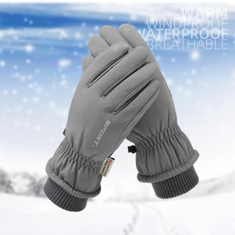 Ski Gloves for Men and Women Outdoor Cycling Waterproof Cold proof Plus Velvet Thickened Touch Screen Warm Cycling Gloves