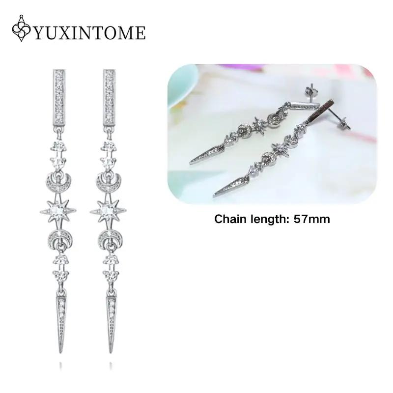 925 Silver Ear Needle Crystal White Zircon Silver Series Tassel Drop Earrings Luxury Fashion Party Jewelry Accessories