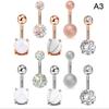 5Pcs/Set Women Navel Button Rings Rose Gold Medical Steel Rhinestone