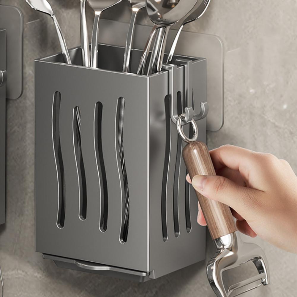 Punch Free Kitchen Utensil Rack Multifunctional Chopstick Barrel Draining Chopstick Holder  Kitchen