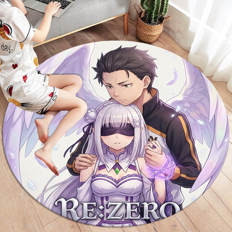 Re Zero Round Area Rug Carpet Rug For Living Room Bedroom Sofa Playroom Decor Nonslip Floor Mat