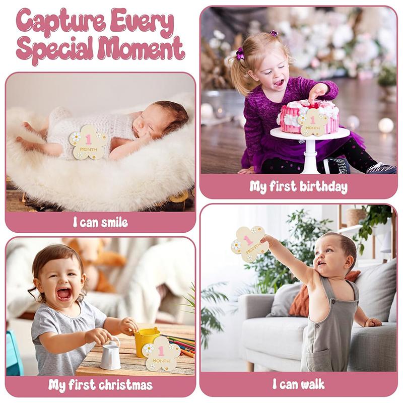 Newborn Flower Photography Accessories Newborn Photography Props Baby Accessories Milestone Wooden Sticker Shooting Props Gifts
