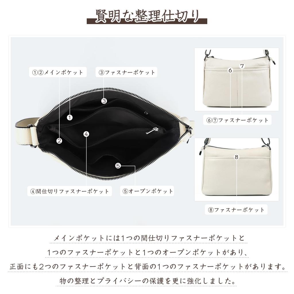 MFFOR Genuine Leather Shoulder Bag with Multiple Large Soft and Perfect for Casual Simple and Stylish Women's Pockets, Capacity, Lightweight,