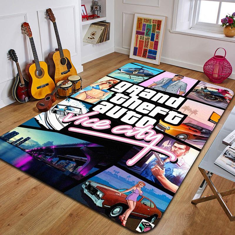G-Grand Theft Auto Gedruckter Teppich Mode Yogamatte Schlafzimmer Dekoteppich Wohnzimmer Dekorative Bodenmatte Geburtstagsgeschenk