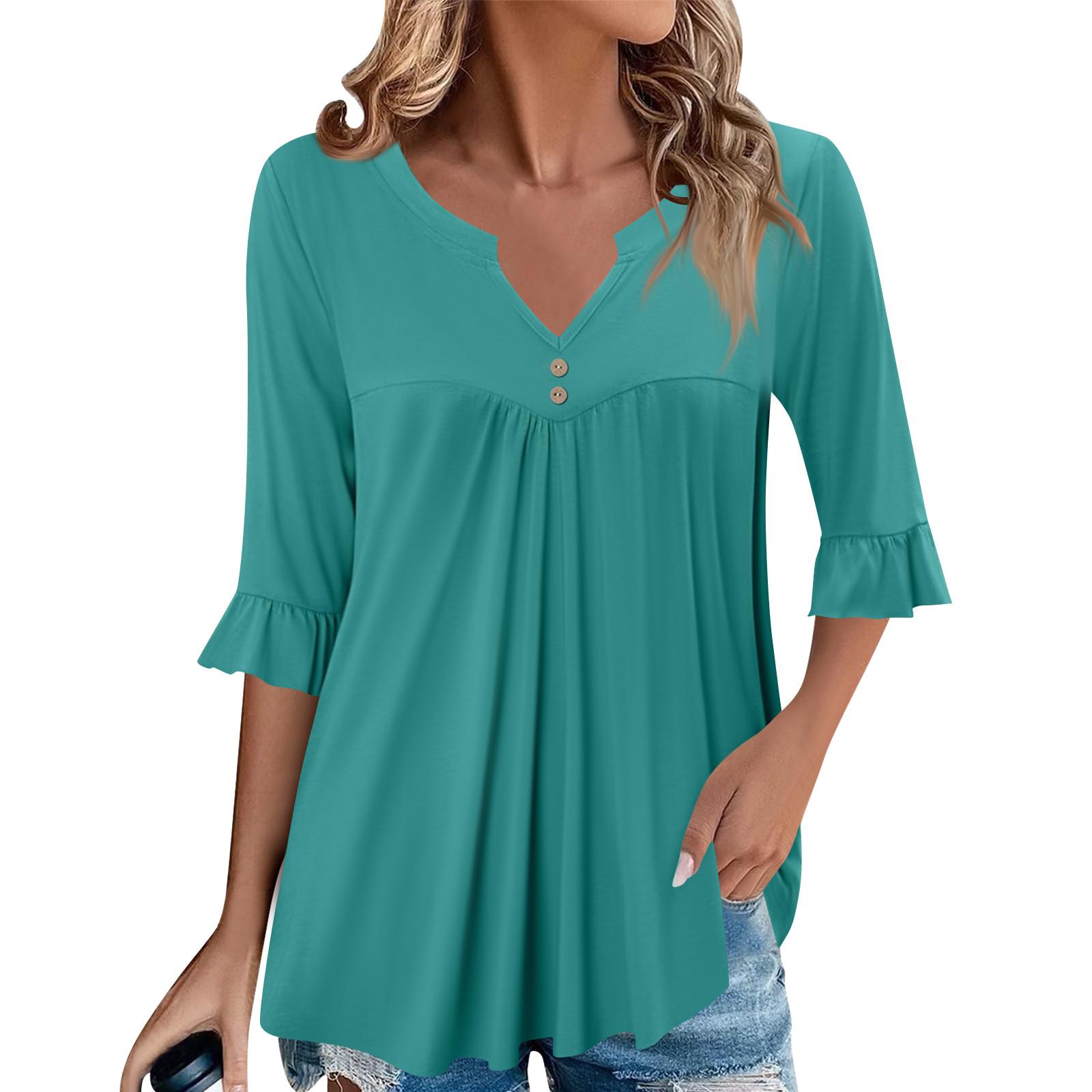 

Женские летние топы, повседневные, с оборками, коротким рукавом, круглым вырезом, свободные, плиссированные футболки S белый