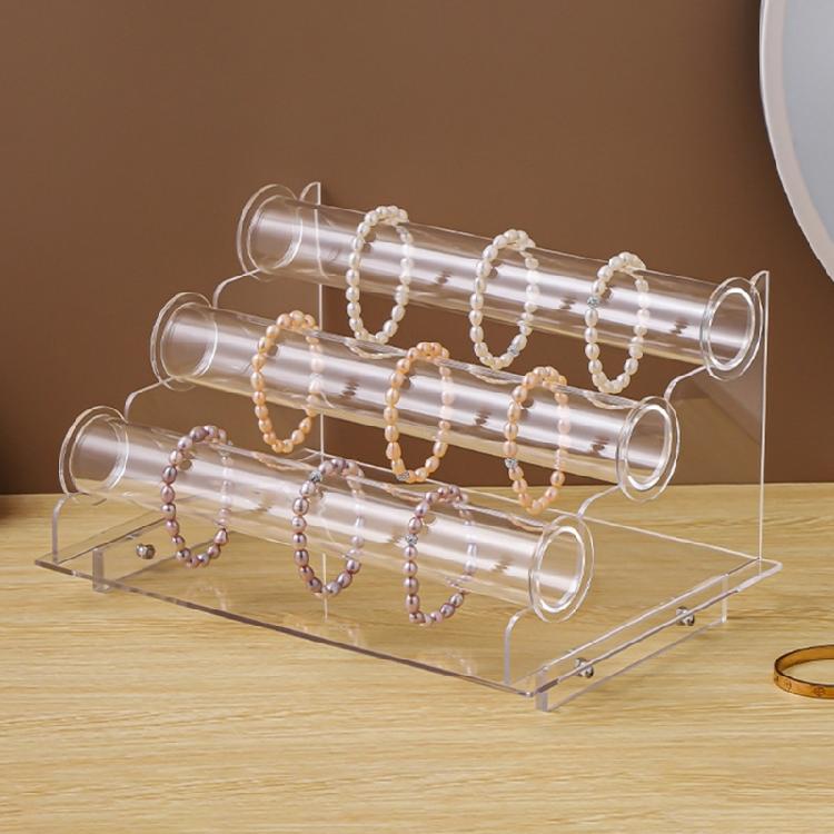 Transparent 3 Levels Acrylic Bracelet and Watch Stand Stylish Timepieces Display Rack Jewelry Organization Supplies