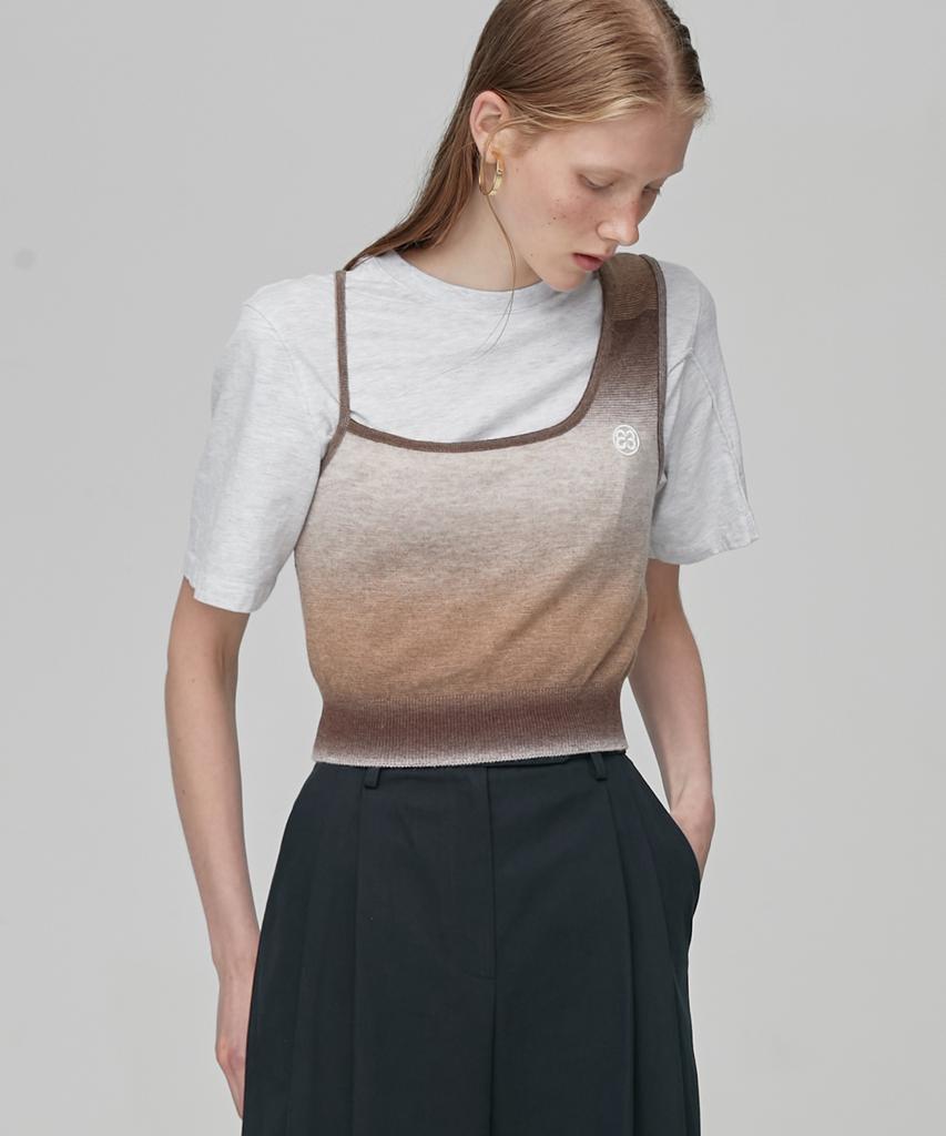 EN OR Unbalance Sleeveless Knit - Brown