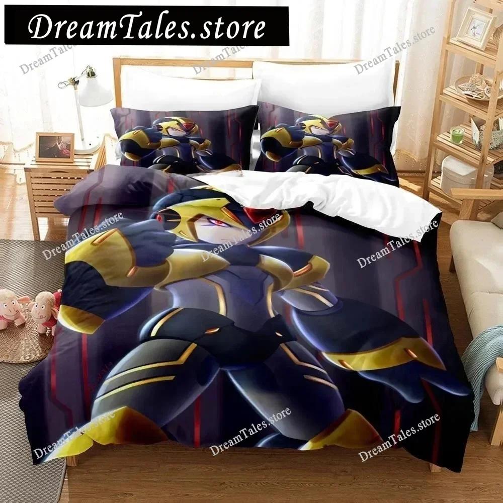 Mega Man X Dive Bedding Set,Rock Man Duvet Cover 3D Print Quilt Cover Pillowcase Single Double Size Boys Girls Birthday Gift741