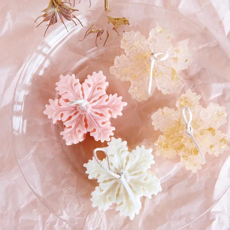 Snowflake Shape Handmade Soap Epoxy Candle Mold Gummy Baking Mold Hexagonal Aromatherapy Silicone Mold