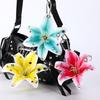 Rivet Lilium Brownii Flower Pendant Punk Bag Charm Cute Colorful Rhinestone Keychain  Bag Ornament